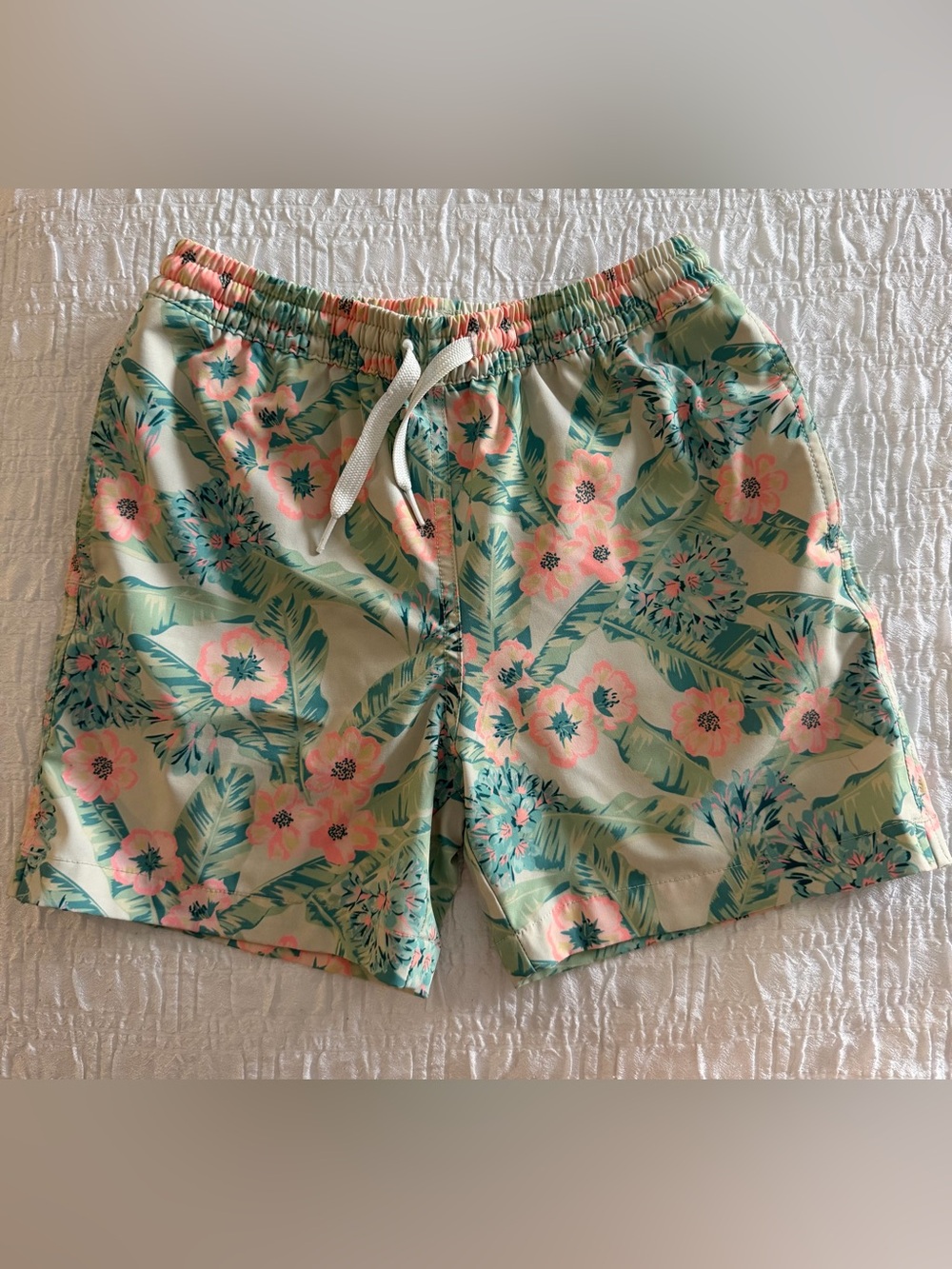 Youth Chubbies Floral Swim Trunks - Pink & Teal